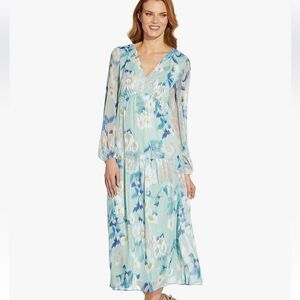 Adrianna Papell Women's Floral Chiffon Tiered Dress mint size 6